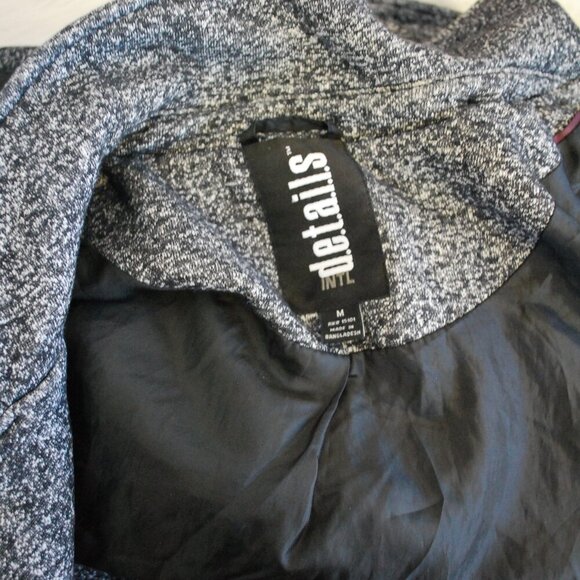 Details INTL Black/White Women's Speckled Double Breast Pea Coat M - Picture 6 of 7